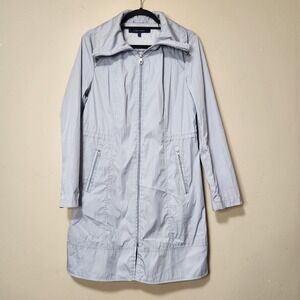 Cole Haan Rain Coat Womens Size Medium Blue Hooded Windbreaker Jacket Outdoor